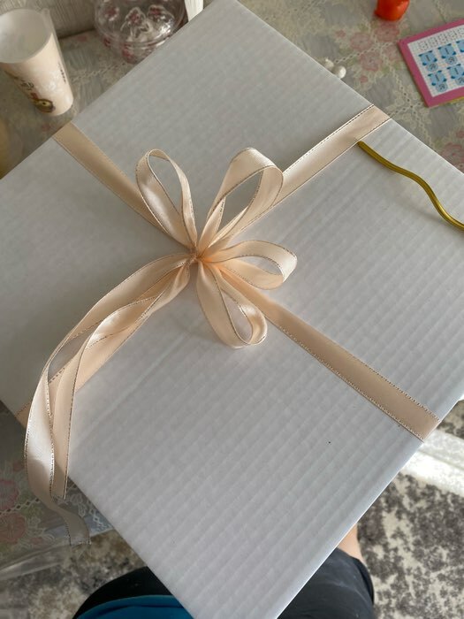 Фотография покупателя товара Лента атласная, с серебряным люрексом, 25 мм, 23±1 м, светло-бежевая №007 - Фото 2