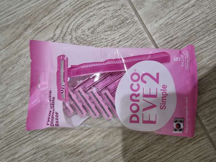 Фотография покупателя товара Станок для бритья одноразовый женский Dorco EVE2 Simple TD, 2 лезвия,5 шт.