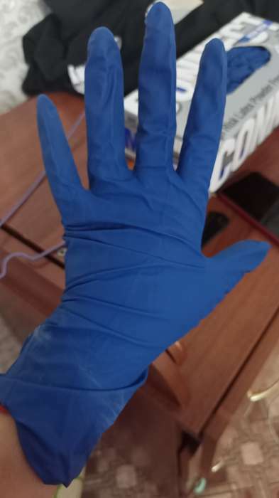 Фотография покупателя товара Перчатки латексные «High Risk», смотровые, нестерильные, размер L, 50 шт/уп (25 пар), цвет синий - Фото 2