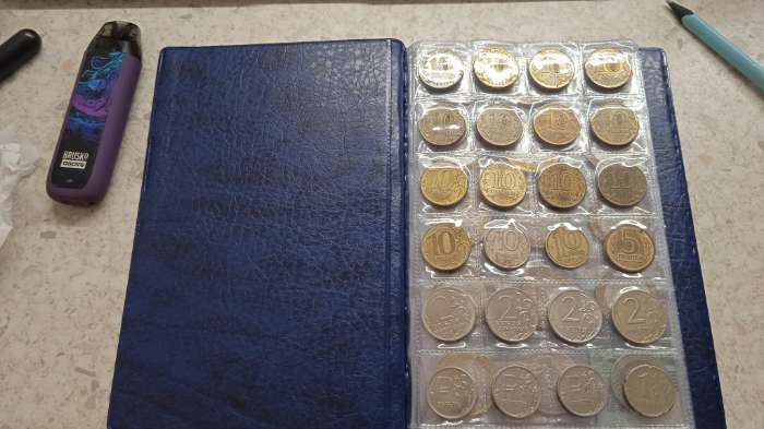 Фотография покупателя товара Альбом для монет 125 х 185 мм Calligrata "Комби" на 138 монет, обложка искусственная кожа, синий - Фото 5