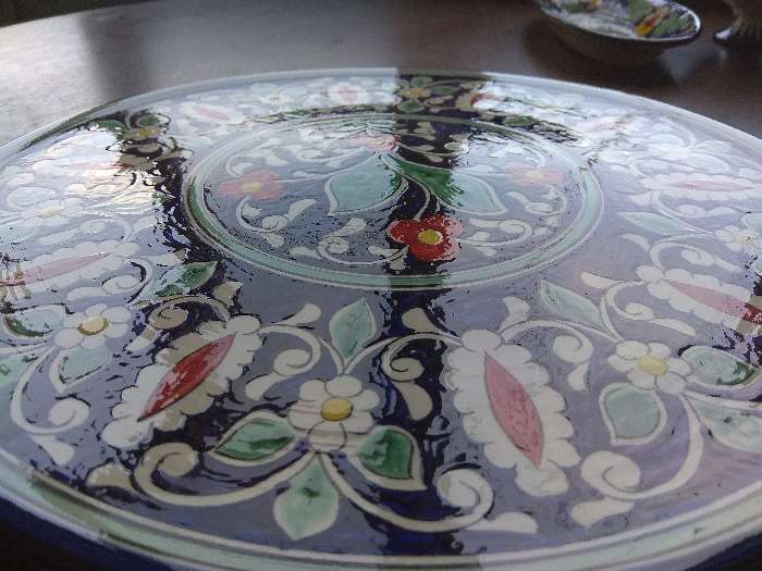 Фотография покупателя товара Тортовница Риштанская Керамика "Цветы", 31 см, синяя