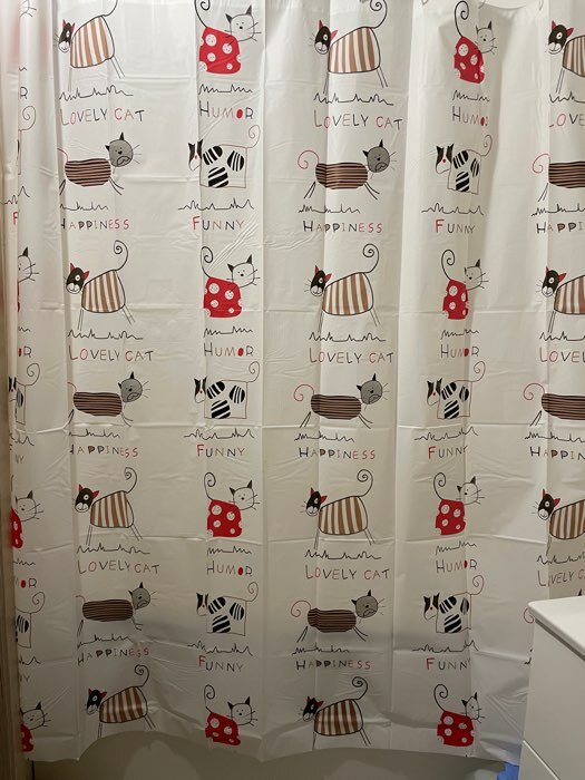 Фотография покупателя товара Штора для ванны Доляна «Коты», 180×180 см, EVA