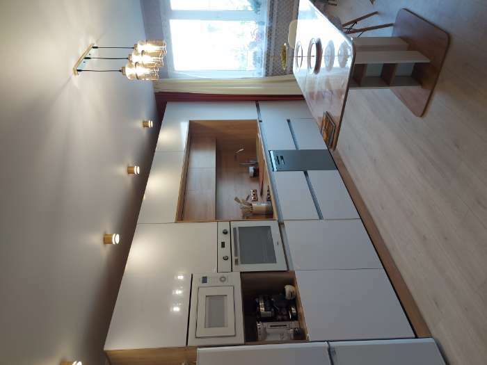 Фотография покупателя товара Кухонный гарнитур трехуровневый под потолок Карина 3250, Белый глянец/Соно