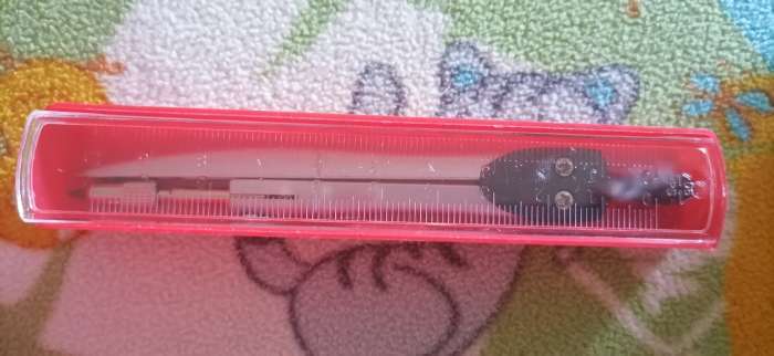 Фотография покупателя товара Циркуль металлический 120 мм, в пластиковом пенале, крышка-линейка - Фото 1