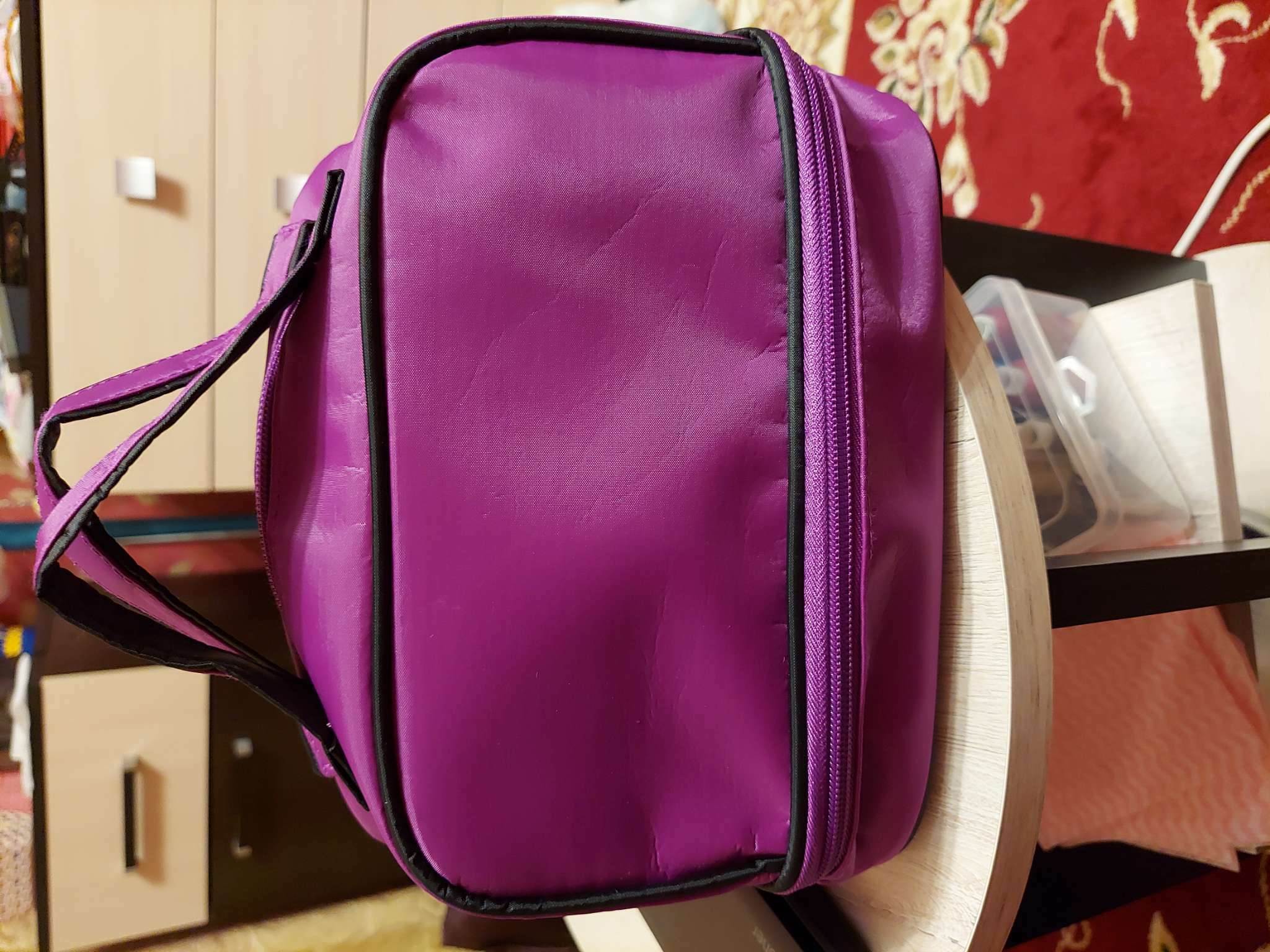 Фотография покупателя товара Косметичка, 2 отдела на молниях, цвет фиолетовый - Фото 1