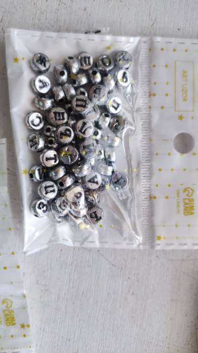 Фотография покупателя товара Бусины для творчества пластик "Русские буквы на серебре" набор 10 гр 0,7х0,7 см - Фото 12