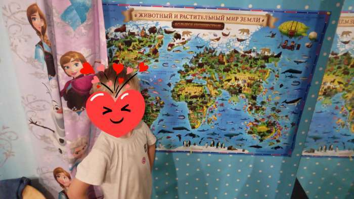 Фотография покупателя товара Географическая карта Мира для детей "Животный и растительный мир Земли", 101 х 69 см, без ламинации - Фото 1