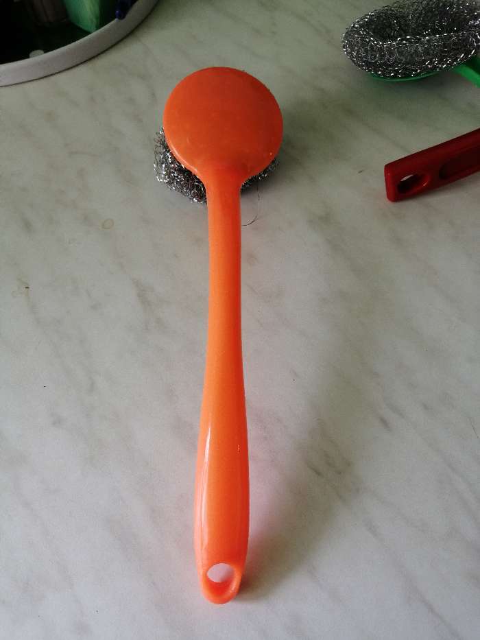 Фотография покупателя товара Губка для мытья посуды с ручкой Доляна, 26×6,5 см, металл, цвет МИКС - Фото 1