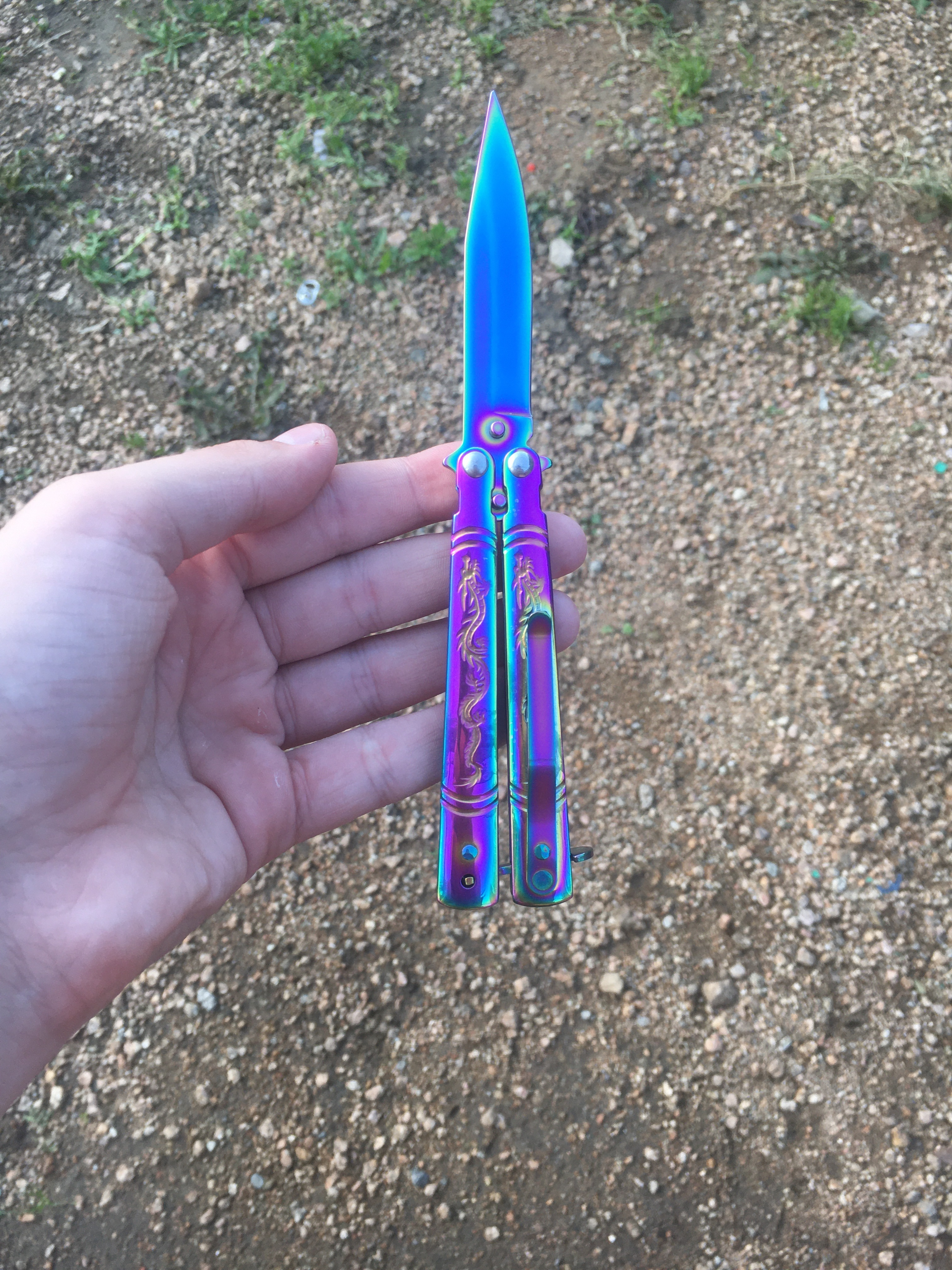 Фотография покупателя товара Нож-бабочка "Фиолет" 16,3см, клинок 74мм/1,4мм - Фото 2