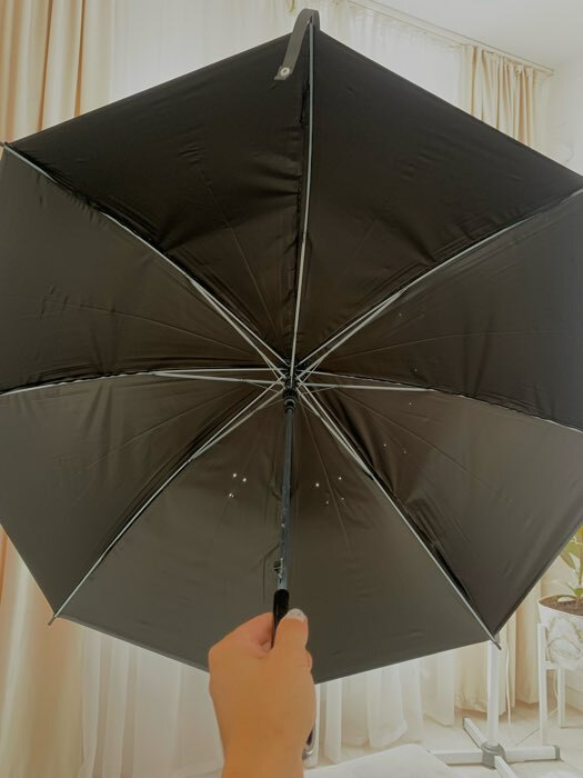 Фотография покупателя товара Зонт женский трость «NO RAIN - NO FLOWERS», 8 спиц, d = 90 см, цвет чёрный - Фото 3