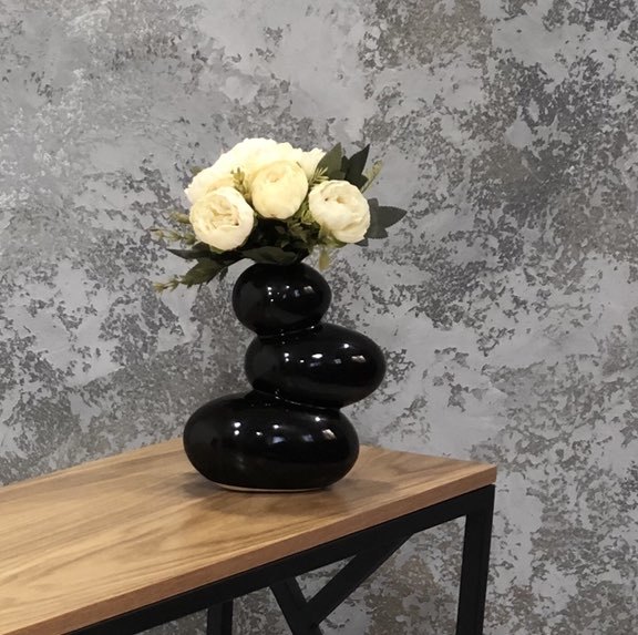 Фотография покупателя товара Ваза керамическая "Сбалансированные камни", настольная, серый цвет, 21 см - Фото 21
