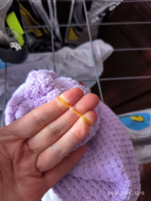 Фотография покупателя товара Чалма для сушки волос Доляна «Медвежонок», микрофибра, фиолетовая - Фото 4