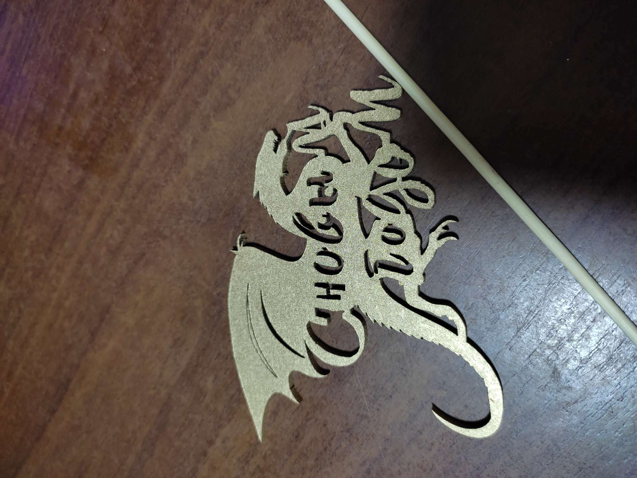 Фотография покупателя товара Топпер деревянный "Символ года 2024", золотой, "Дракон в полёте" - Фото 1