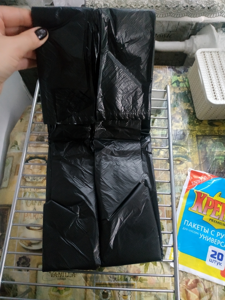 Фотография покупателя товара Мешки для мусора «Крепак», 60 л, с ручками, ПНД, 13 мкм, 60×80 см, 20 шт, цвет чёрный
