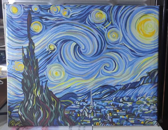 Фотография покупателя товара Картина по номерам на холсте с подрамником «Звёздная ночь» Винсент ван Гог, 40 х 50 см - Фото 3