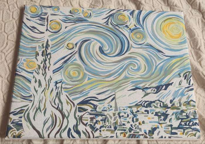 Фотография покупателя товара Картина по номерам на холсте с подрамником «Звёздная ночь» Винсент ван Гог, 40 х 50 см - Фото 5