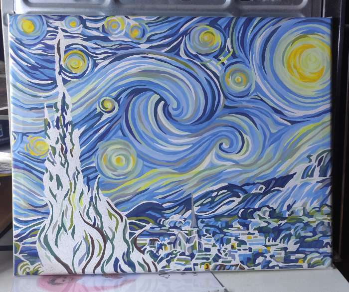 Фотография покупателя товара Картина по номерам на холсте с подрамником «Звёздная ночь» Винсент ван Гог, 40 х 50 см - Фото 4