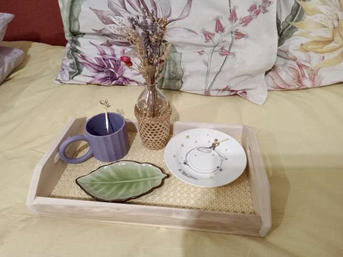 Фотография покупателя товара Поднос деревянный для завтрака со вставкой, МАССИВ, 40х25см - Фото 1