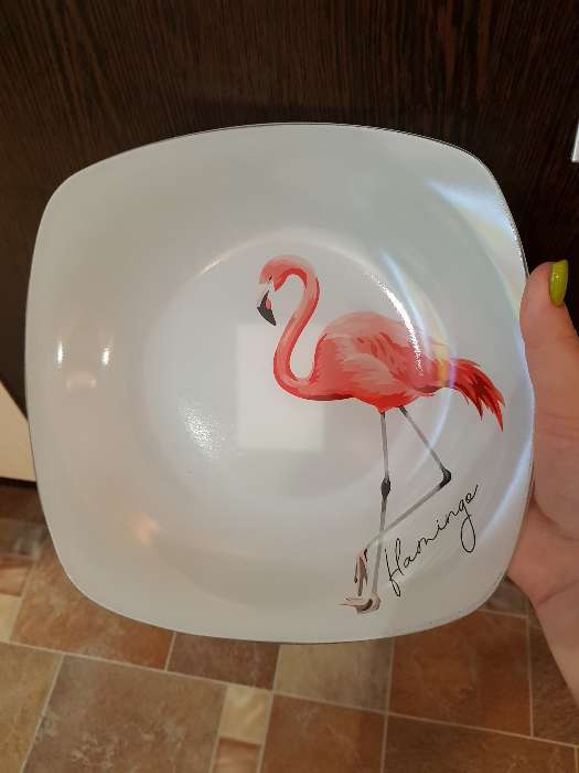 Фотография покупателя товара Тарелка глубокая «Фламинго», 500 мл, 21,5×21,5 см, цвет МИКС - Фото 2