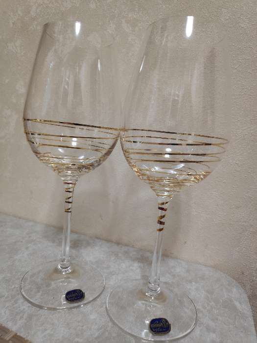 Фотография покупателя товара Набор бокалов для вина «Золотая спираль», 350 мл, 2 шт - Фото 1