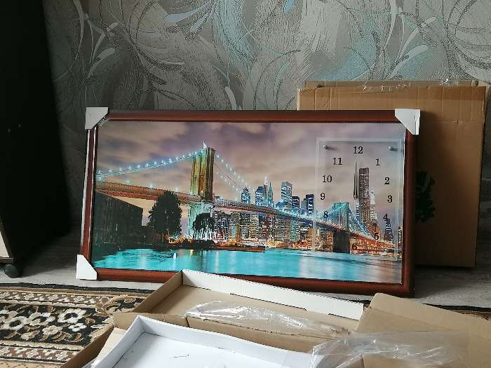 Фотография покупателя товара Часы-картина настенные, серия: Город, "Бруклинский мост", 50 х 100 см - Фото 1