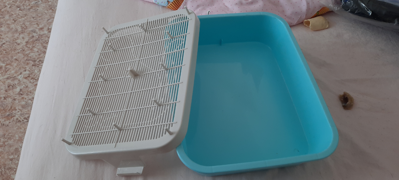Фотография покупателя товара Туалет "Мур-мяу" для кошек, с сеткой, 33,2 х 25,6 х 7,2 см голубой