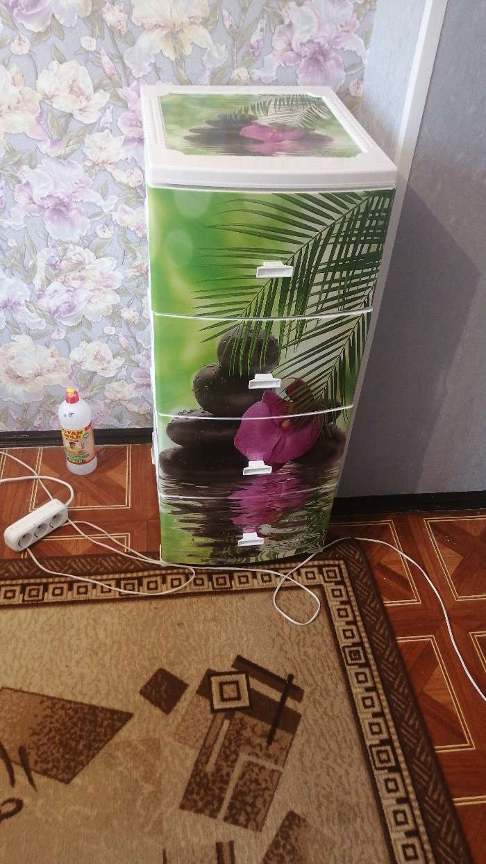 Фотография покупателя товара Комод 4-х секционный «Декор. Орхидея», цвет белый - Фото 1