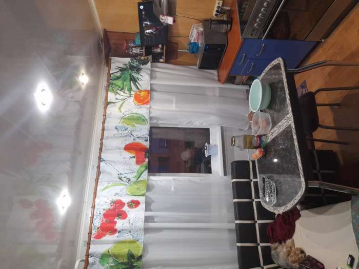 Фотография покупателя товара Комплект штор для кухни «Юна» тюль (294х160 см), ламбрекен (290х40 см), подхваты - Фото 1