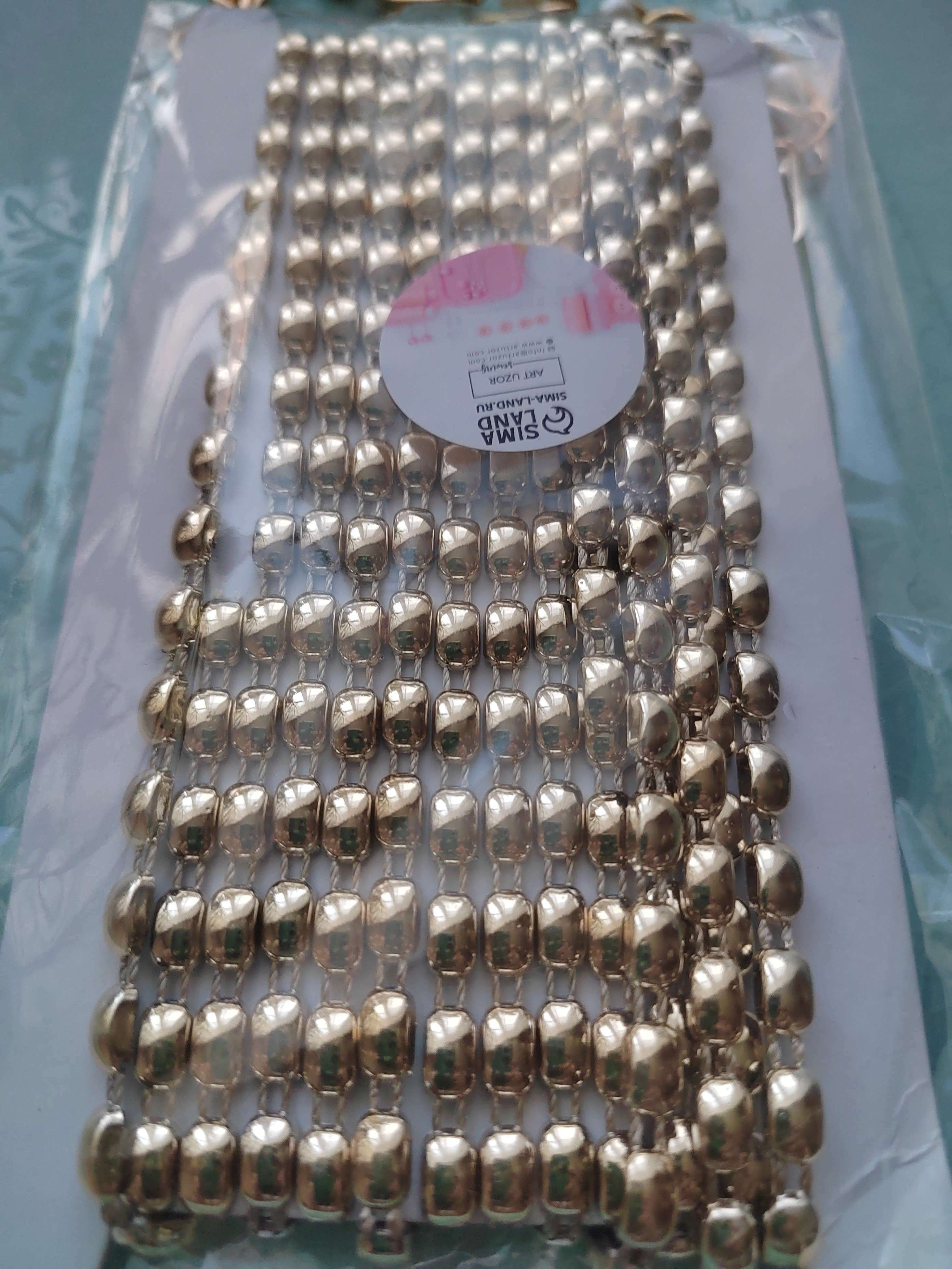 Фотография покупателя товара Тесьма металлизированная «Прямоугольник», 8 × 5 мм, 4,5 ± 0,5 м, цвет золотой
