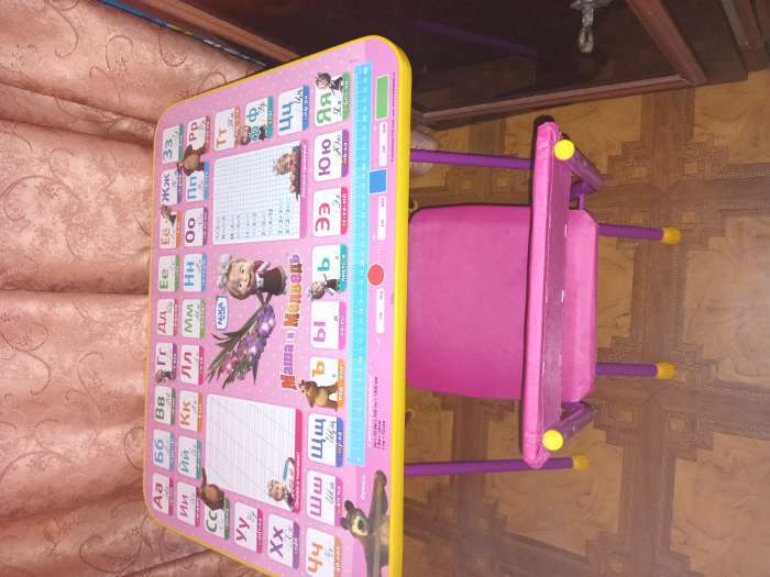 Фотография покупателя товара Комплект детской мебели «Маша и Медведь. Азбука 3» складной, цвета стула МИКС - Фото 1
