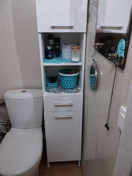 Фотография покупателя товара Пенал для ванной комнаты, белый, 33 х 33 х 185 см - Фото 9