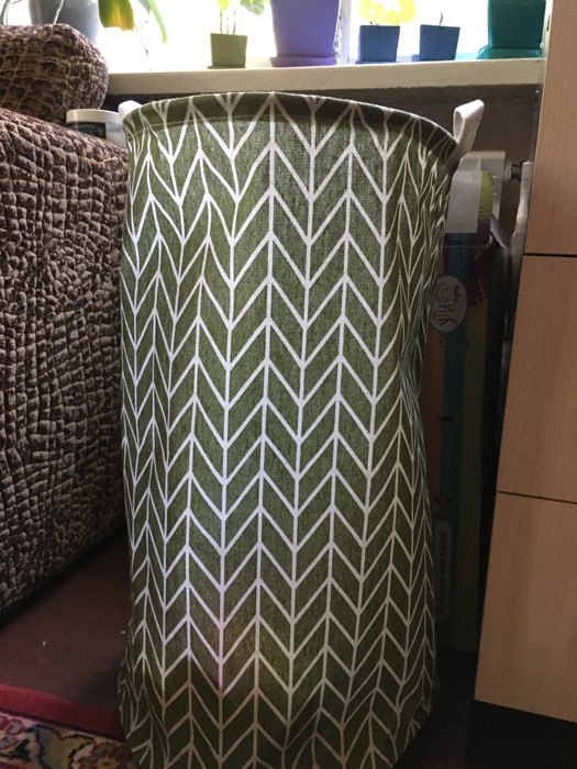 Фотография покупателя товара Корзина бельевая текстильная Доляна «Зигзаг», 35×35×60 см, цвет зелёный - Фото 4