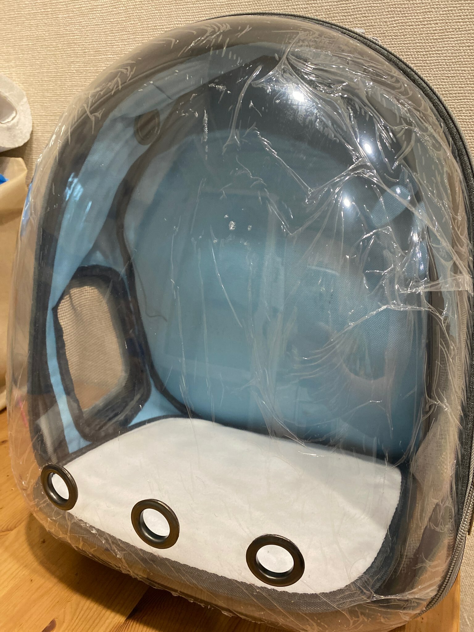 Фотография покупателя товара Рюкзак для переноски животных прозрачный, 31 х 28 х 42 см, голубой - Фото 5