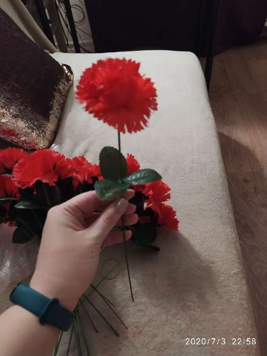 Фотография покупателя товара Цветы искусственные "Гвоздика 25 см, красный