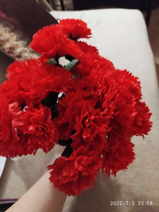 Фотография покупателя товара Цветы искусственные "Гвоздика 25 см, красный - Фото 4