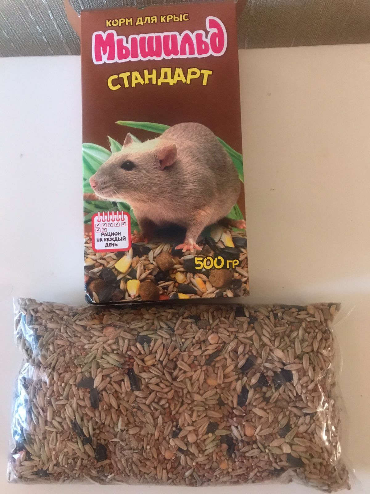 Фотография покупателя товара Зерновой корм «Мышильд стандарт» для декоративных крыс, 500 г, коробка - Фото 2