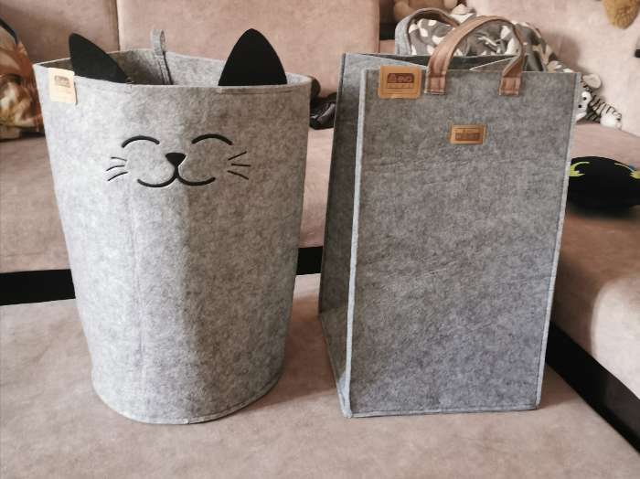 Фотография покупателя товара Корзина для хранения Funny «Котик», цвет серый - Фото 6