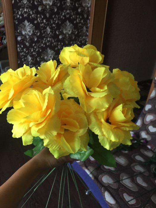 Фотография покупателя товара Цветы искусственные "Роза жёлтая" 40 см - Фото 1