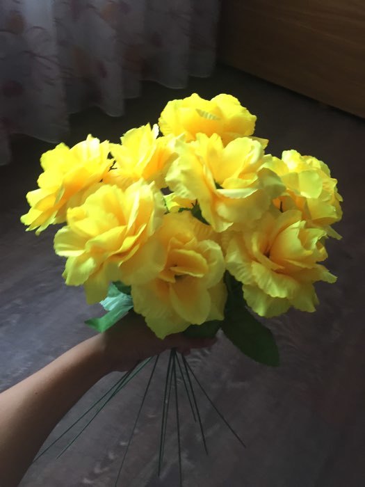 Фотография покупателя товара Цветы искусственные "Роза жёлтая" 40 см