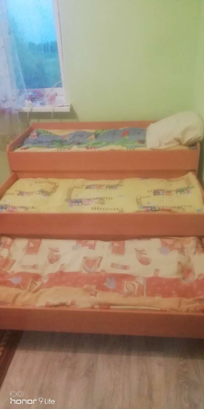Фотография покупателя товара Кровать детская 3-ярусная выкатная, 1480х652х720, Бук бавария светлый
