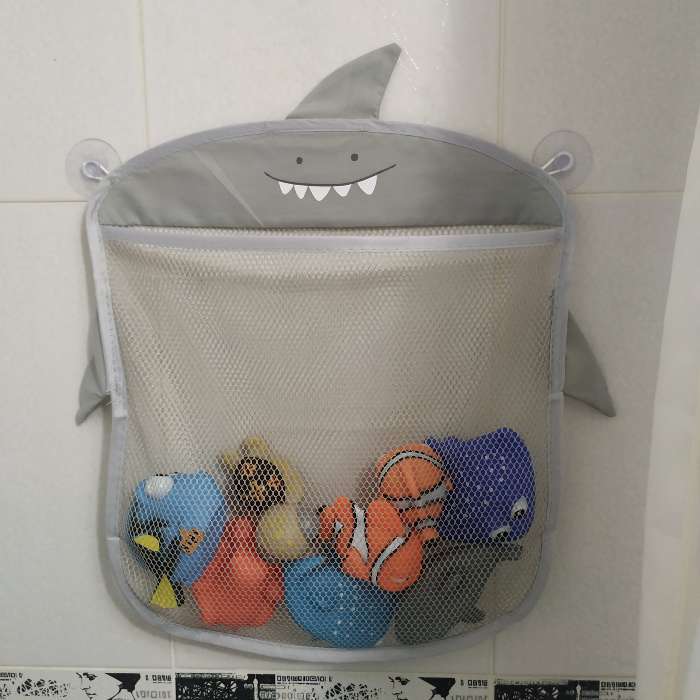 Фотография покупателя товара Сетка для хранения игрушек в ванной на присосках «Акула», цвет серый - Фото 7