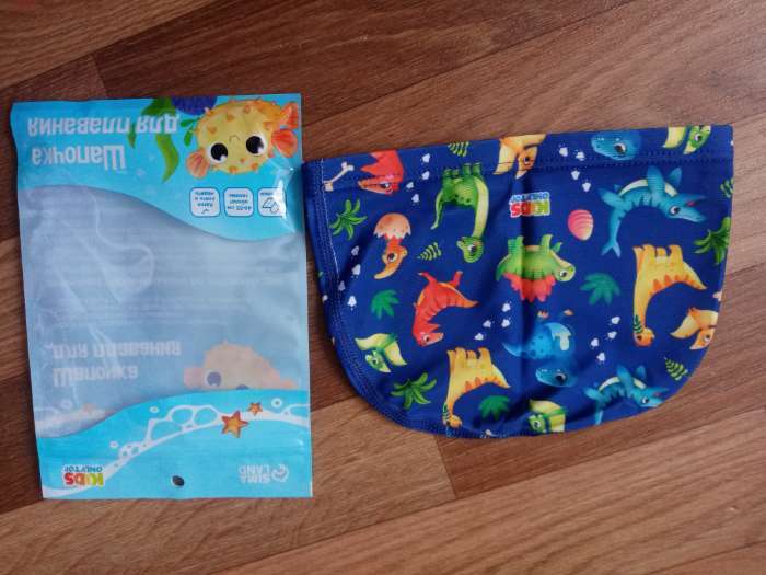 Фотография покупателя товара Шапочка для плавания детская ONLYTOP «Динозаврики», тканевая, обхват 46-52 см - Фото 1