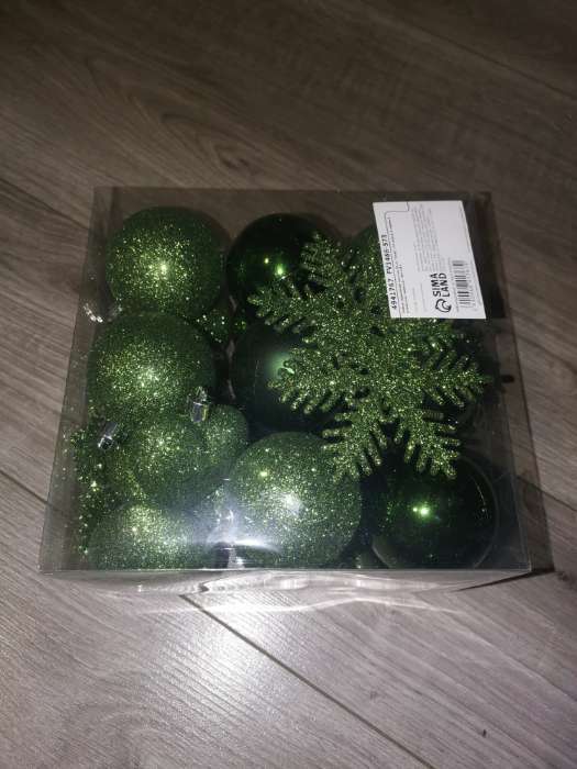 Фотография покупателя товара Ёлочные игрушки «Амур», 30 шт. (16 шаров, 6 сердец, 8 снежинок), зелёный - Фото 5