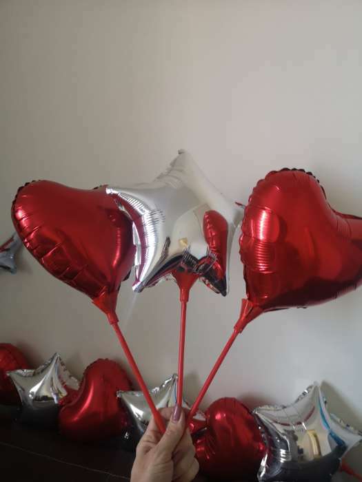 Фотография покупателя товара Шар фольгированный 10" «Сердце», с палочкой, цвет красный - Фото 5