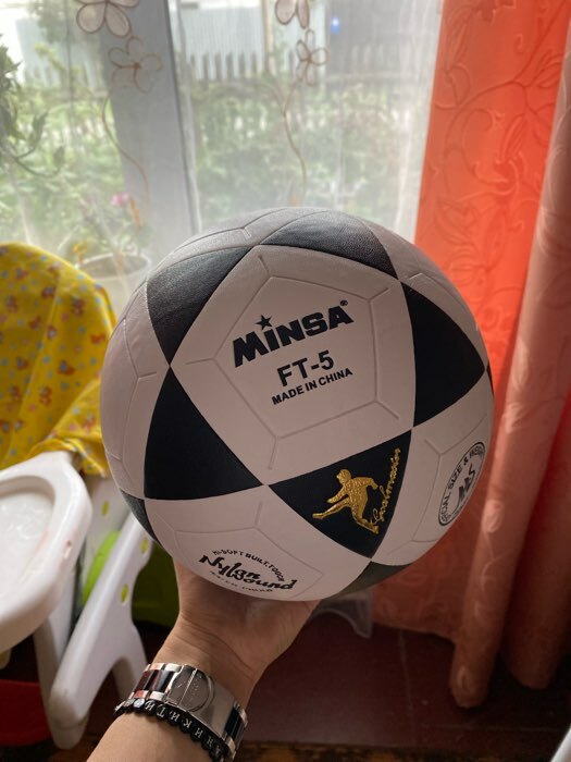 Фотография покупателя товара Мяч футбольный MINSA, ПВХ, клееный, 32 панели, размер 5, 477 г - Фото 1