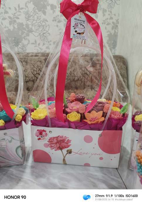 Фотография покупателя товара Пакет для цветов For you dear, 24×12×12 см - Фото 1