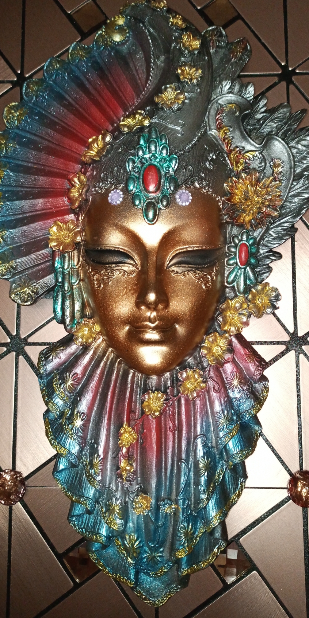 Фотография покупателя товара Венецианская маска "Рубин" золото, 32см МИКС - Фото 1