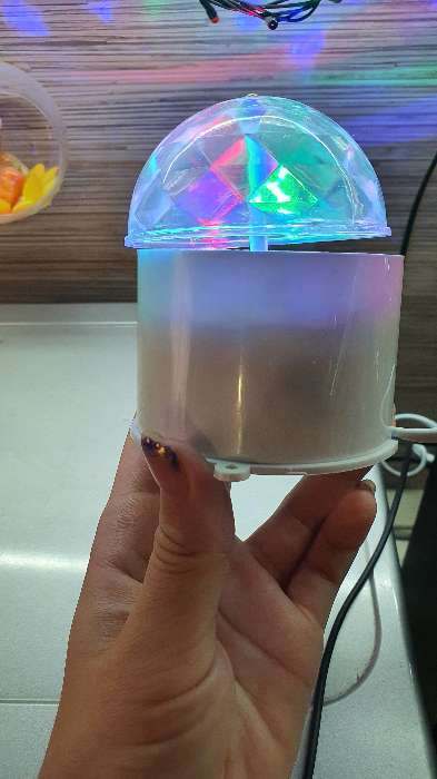 Фотография покупателя товара Световой прибор «Хрустальный шар» 7.5 см, свечение RGB, 220 В, белый