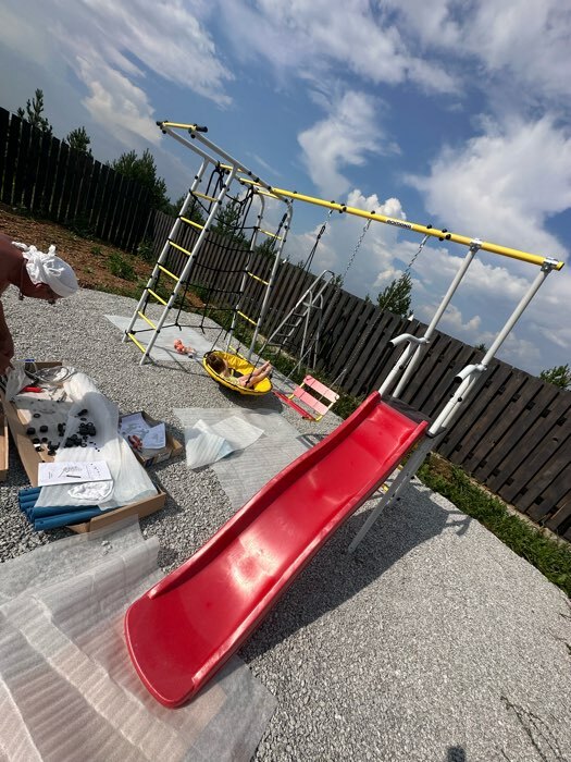 Фотография покупателя товара Детский спортивный комплекс уличный «Богатырь Плюс 2», качели гнездо - Фото 3