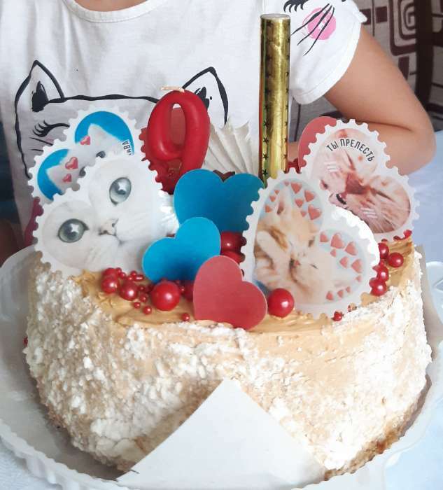 Фотография покупателя товара Вафельные картинки съедобные «Котики» для капкейков, торта KONFINETTA, 15 шт.